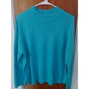Womens Sweater Studio Works XL Acrylic Blue Long Sleeve  Back Zip Soft